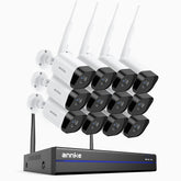 WS800 - 8MP Ultra HD 16-Kanal Funk Überwachungssystem Set mit 12 Kameras, 2,4/5,8 GHz Dual-Band WiFi Pro, Menschenerkennung, Zwei-Wege-Audio, Nachtsicht, kompatibel mit Alexa